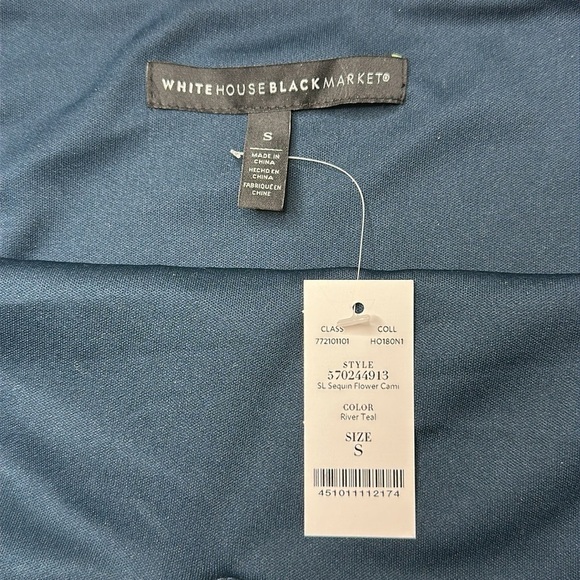 NWT WHBM Blue Sequin Flower Cami Size Small - Picture 8 of 11